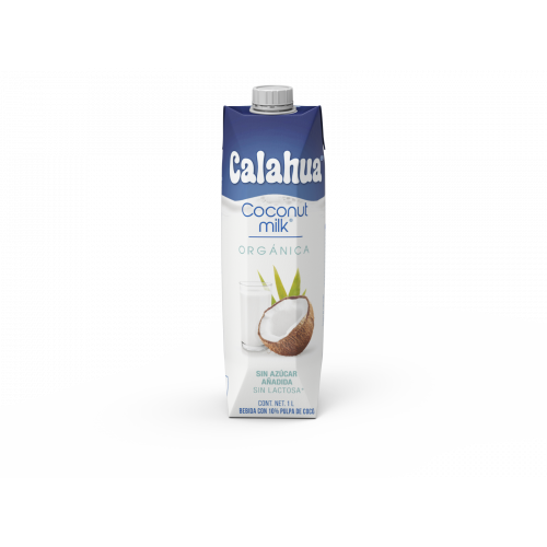 Coconut Milk Orgánica Calahua Alimento Líquido de Coco sin azúcar ni lactosa 1lt