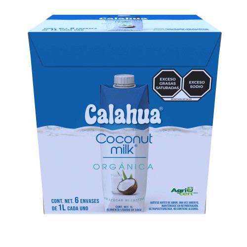 Coconut Milk Orgánica Calahua Bebida con 10% Pulpa de Coco / Caja de 6 piezas