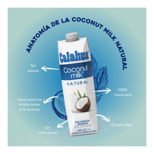 Bebida con Coco Coconut Milk° Natural Calahua Sin Azúcar Añadida y Sin Lactosa