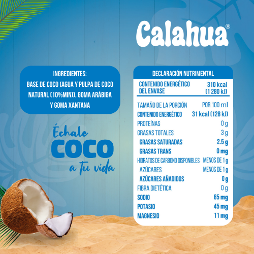 Coconut Milk Natural Calahua Bebida con 10% Pulpa de Coco / Caja de 6 piezas