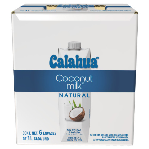 Coconut Milk Natural Calahua Bebida con 10% Pulpa de Coco / Caja de 6 piezas