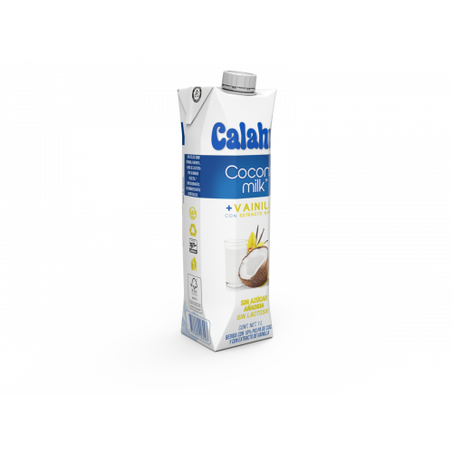 Coconut Milk Vainilla Calahua Alimento Líquido Calahua de Coco & Vainilla sin azúcar ni lactosa 1lt