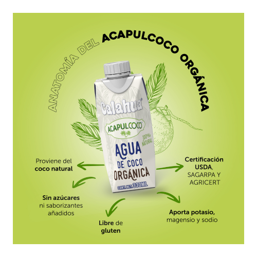 Agua de Coco Orgánica Acapulcoco Calahua 330 ml