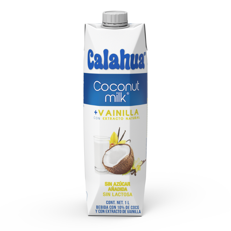 Coconut Milk Vainilla Calahua Alimento Líquido Calahua de Coco & Vainilla  sin azúcar ni lactosa 1lt