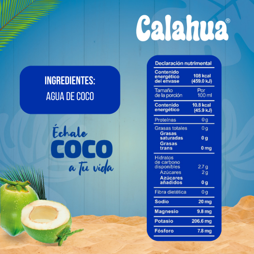 Agua de Coco Natural Acapulcoco Calahua 1lt / Caja de 12 piezas